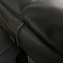 Чоловічий рюкзак з екошкіри чорного кольору повсякденний універсальний, рюкзак для ноутбука, фото 3