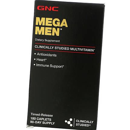 Вітаміни і мінерали для чоловіків GNC MEGA MEN 180 капс Мега мен, фото 1