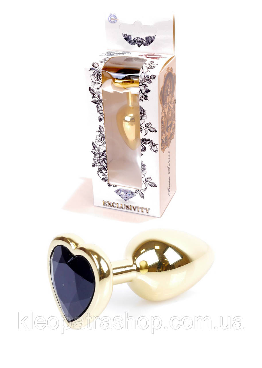 Анальна пробка Jawellery Gold  Heart PLUG-Black