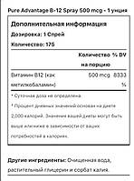 Вітамін В12, B-12 Spray, Pure Advantage, Б12 метилкобаламін спрей, 500 мкг, 30 мл. BX736, фото 4