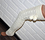 Біло-молочні гетри жіночі, вовняні гетри вище колін, фабричні, якісні заколювання, фото 4