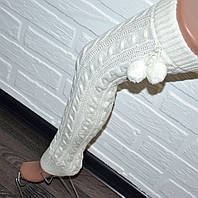 Бело-молочные гетры женские, шерстяные гетры выше колен, фабричные, качественные заколенки