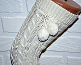 Біло-молочні гетри жіночі, вовняні гетри вище колін, фабричні, якісні заколювання, фото 5