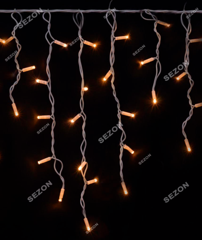 Новорічна світлодіодна вулична гірлянда бахрома 100 LED 3.3 м*0.7 м білий каучук 3.3 мм теплий білий