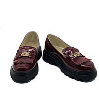Лофери жіночі з натуральної лакової шкіри бордового кольору “Style Shoes”, фото 5