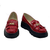 Лофери жіночі з натуральної лакової шкіри червоного кольору “Style Shoes”, фото 4
