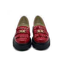 Лофери жіночі з натуральної лакової шкіри червоного кольору “Style Shoes”, фото 6
