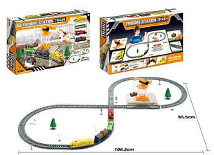 Залізниця Навантажувальна станція 8581 на 36 елементів, довжина шляхів 322 см, 4 вагони, світлові ефекти,