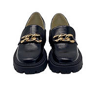 Лофери жіночі з натуральної лакової шкіри чорного кольору “Style Shoes”, фото 2