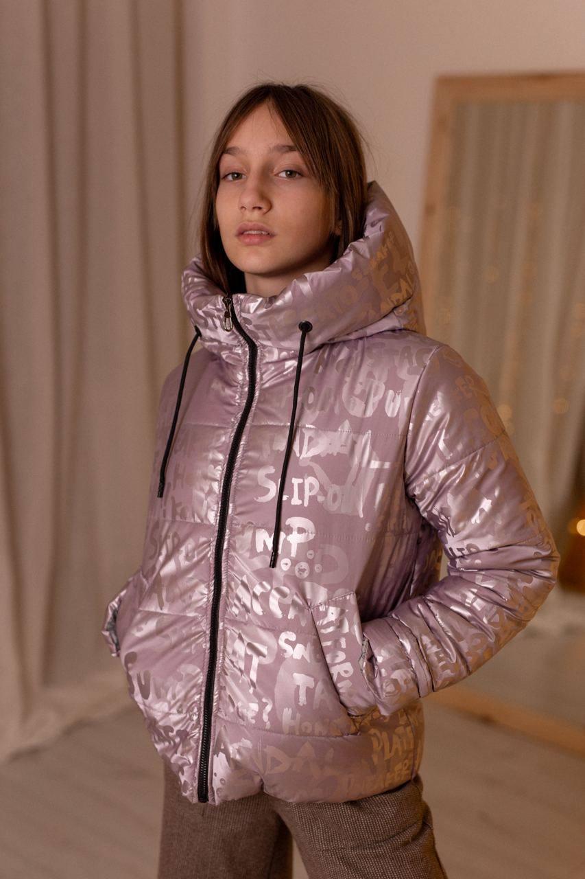 Куртка зимняя для девочек Буквы (розовая), 134-140-146-152-158, доставка по Украине - фото 4 - id-p1523118450