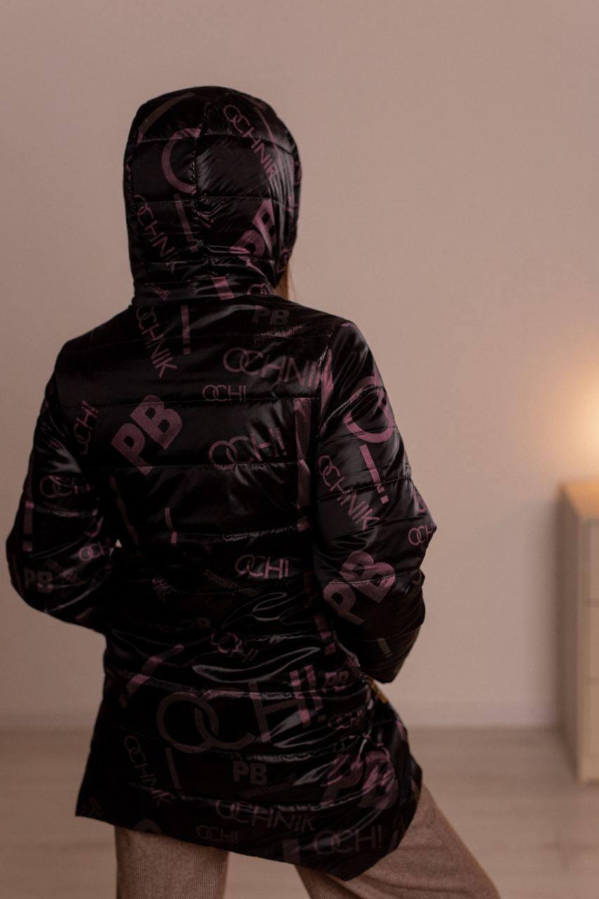 Пальто зимнее на флисе для девочек Буквы фиолетовые (черное), 128-134-140-146, доставка по Украине - фото 2 - id-p1523118776