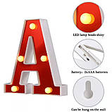 Об'ємна літера А led маленька 16 на 14 см червоний, фото 3