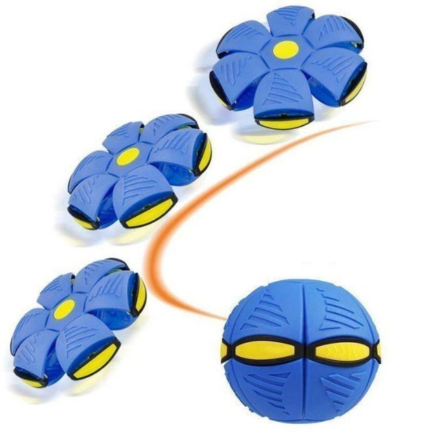 Летающий мяч-тарелка, фрисби трансформер с подсветкой Flat Ball (синий) - фото 4 - id-p1523177426