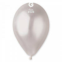 Воздушные шары металлик белые перламутровые, шарики латексные 21 см 8" Gemar Италия набор 10 шт