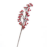 Декоративная новогодняя ягодная ветка "Сочные ягодки с золотом" 60 см