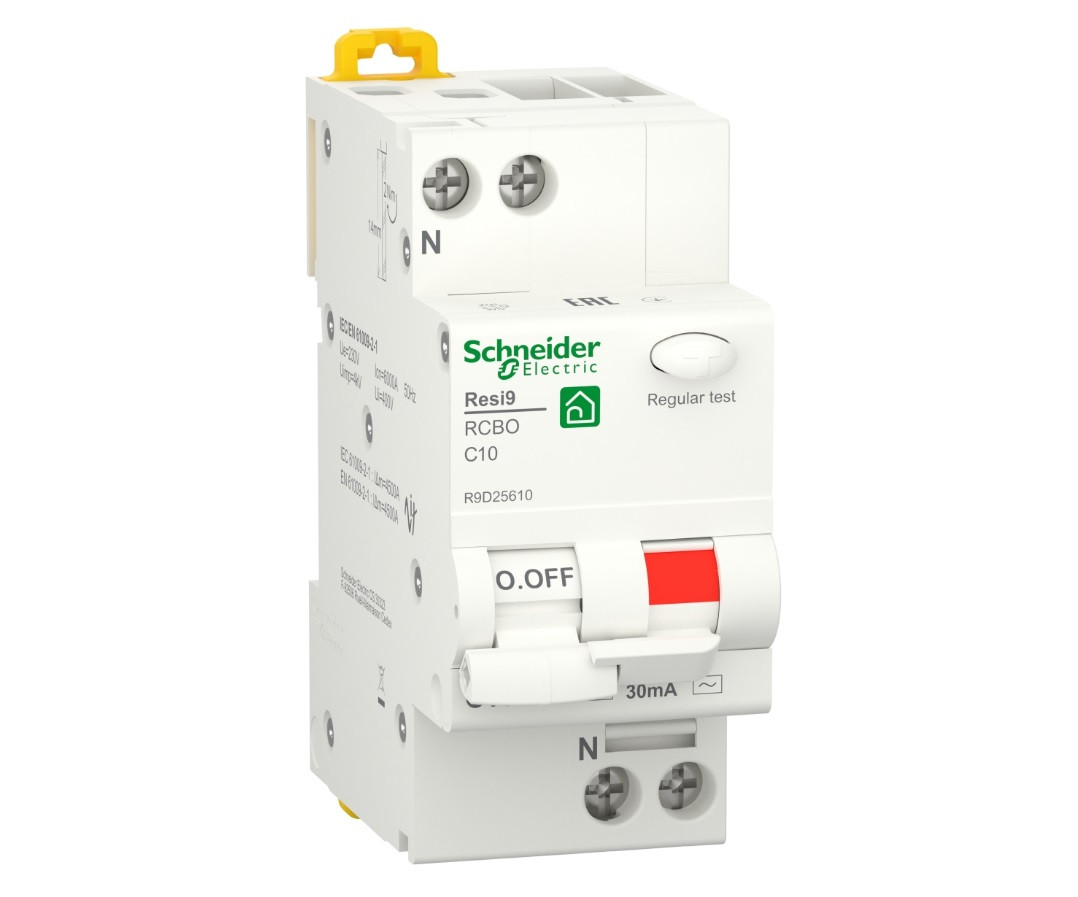 1p+N C 10A, 30mA, 6kA тип AC, Диференціальний автоматичний вимикач Schneider Electric, Resi9, R9D25610, фото 1