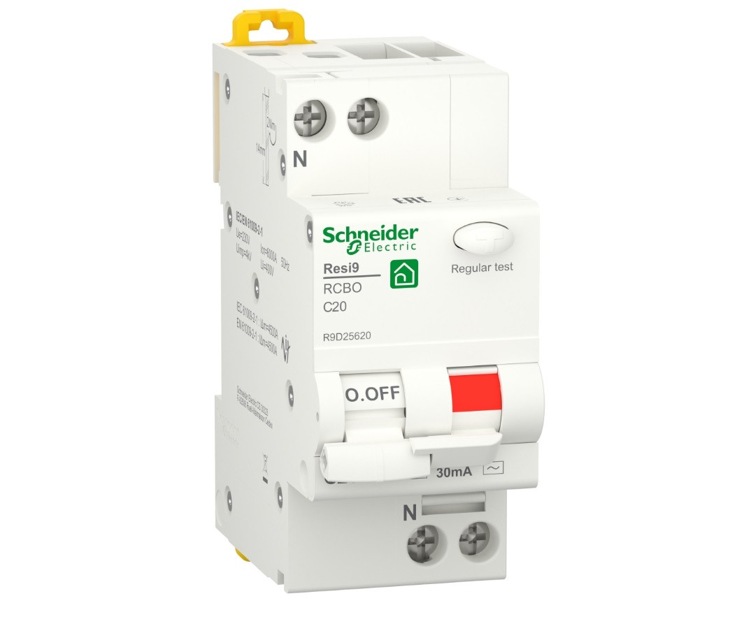1p+N C 20A, 30mA, 6kA тип AC, Диференціальний автоматичний вимикач Schneider Electric, Resi9, R9D25620, фото 1