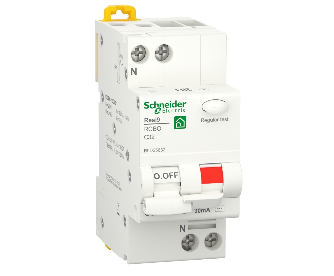 1p+N C 32A, 30mA, 6kA тип AC, Диференціальний автоматичний вимикач Schneider Electric, Resi9, R9D25632, фото 1