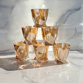 Набір 6 шт склянок для віскі Bohemia Quadro 340 мл амбер