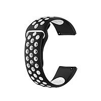 Ремінець силіконовий для годинника 20 мм Nike design чорний з білим (з кнопкою)