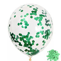 Латексна куля з конфеті зелена 12 дюймів 30 см