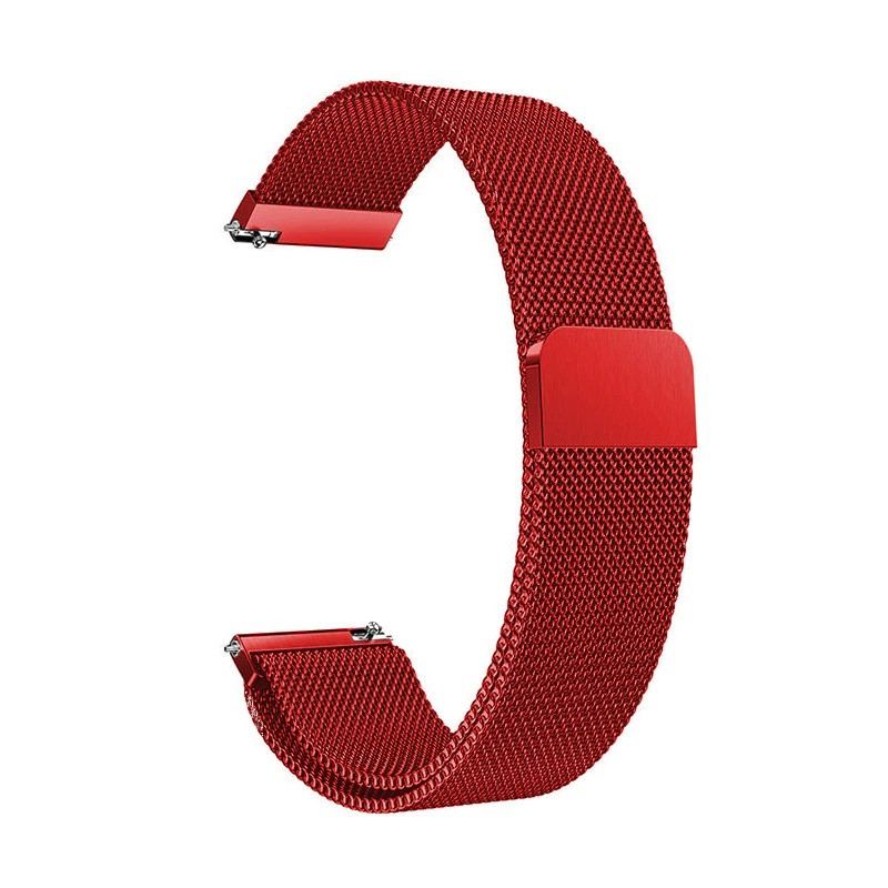 Ремінець металевий для годинника 22 мм міланська петля червоний, фото 1