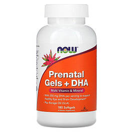 Вітаміни Prenatal Gels + DHA Now Foods 180 капсул