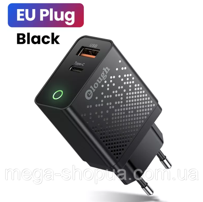 Мережевий зарядний пристрій швидкого заряджання 20W PD Type-C QC USB зарядний блок заряджання для телефону F20-2B