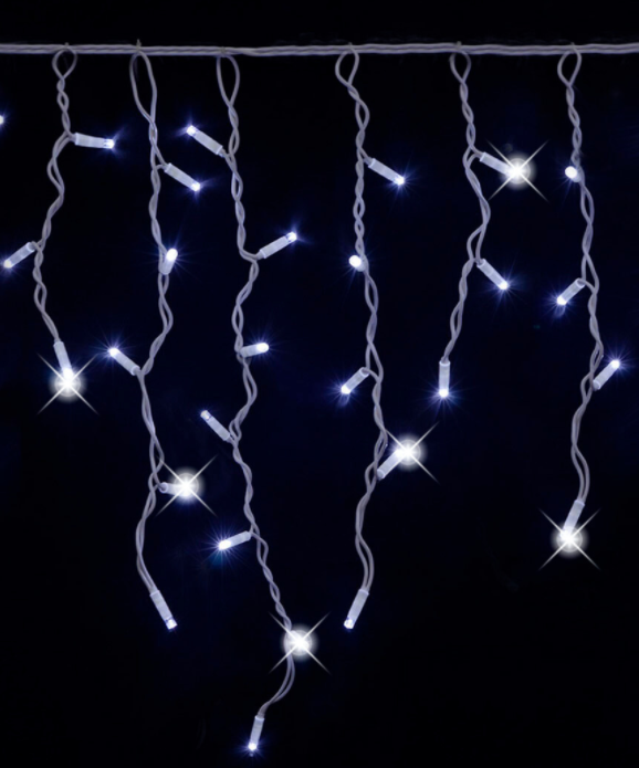 Новорічна світлодіодна вулична гірлянда бахрома 160 LED 5 м*0.7 м білий каучук 3.3 мм білий + FLASH