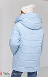 Зимова куртка оверсайз для вагітних з капюшоном 2в1 "Kimberly" розмір М Юла Мама Блакитний, фото 4