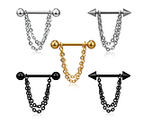 Сережки для пірсингу сосків із ланцюгом. Пірсинг сосків 2 шт., фото 3