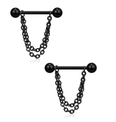 Сережки для пірсингу сосків із ланцюгом. Пірсинг сосків 2 шт., фото 1