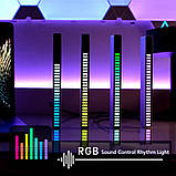 Світлодіодний USB RGB світильник із мікрофоном. LED світильник "Рівні музики", 32 світлодіоди 5V, 18 см. Аудіо рівень білий, фото 6
