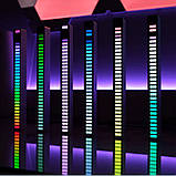 Світлодіодний RGB світильник із мікрофоном. LED світильник "Рівні музики", 32 світлодіоди 5V, 18 см. Аудіо рівень чорний, фото 4
