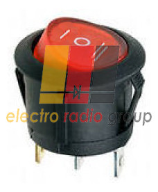 Перемикач круглий RS-101-8C ON-OFF-ON, 3pin, 220V, 6А, червоний (634-R)