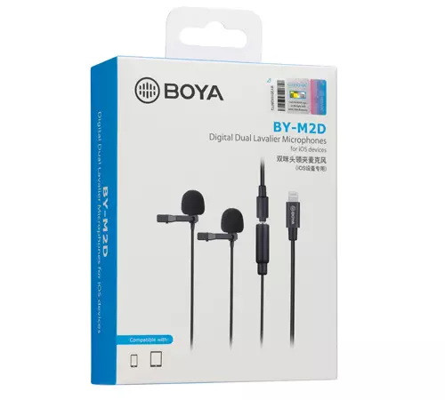 Мікрофон петлочки подвійної Boya BY-M2D для iPhone, iPad, iPod Touch
