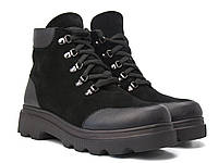 Жіночі зимові черевики на хутрі чорні шкіра замш взуття великих розмірів 40-44 COSMO Shoes Gerda Black Vel BS