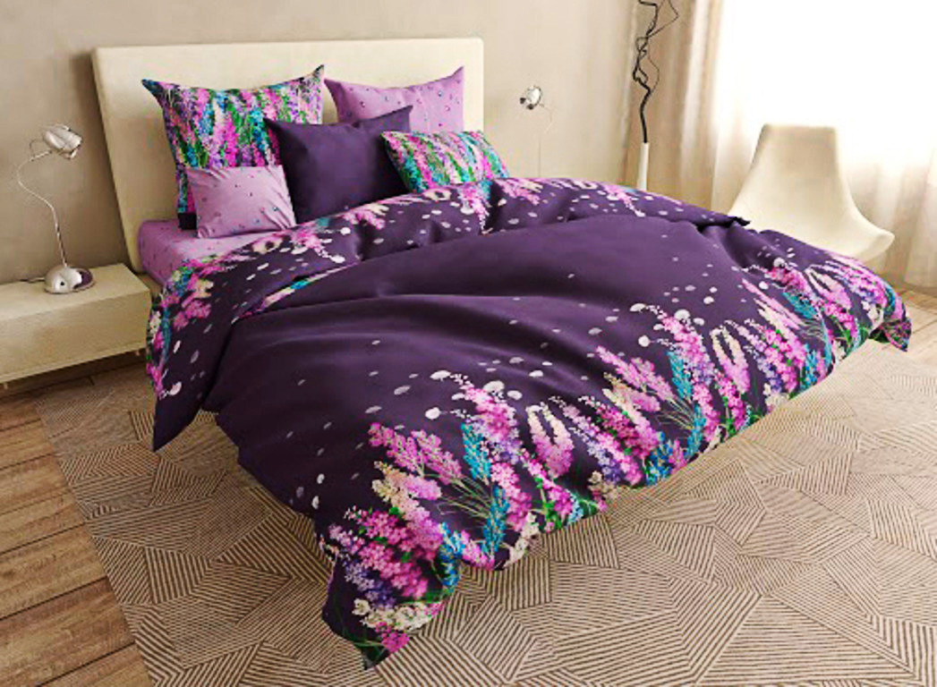 Постільний комплект двоспальний 180х220 Сатин Люкс (18850) Двостороння постільна білизна з 4 наволочками, фото 1