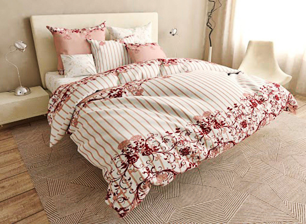 Постільний комплект двоспальний 180х220 Сатин Люкс (18799) Двостороння постільна білизна з 4 наволочками, фото 1