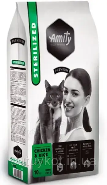 AMITY Sterilized Salmon & Rice Аміті для стерил/кастрованих котів з куркою, 10 кг