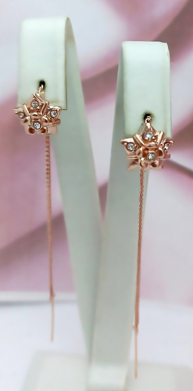 Сережки протяжки булат. Висота сережки 9.0 см ширина 5 мм