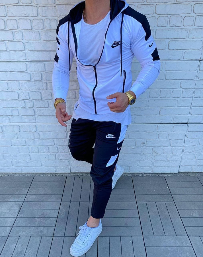 Спортивный костюм мужской демисезонный белый с капюшоном Nike Размер XL / XXL