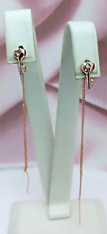 Сережки протяжки булат. Висота сережки 9.0 см ширина 5 мм