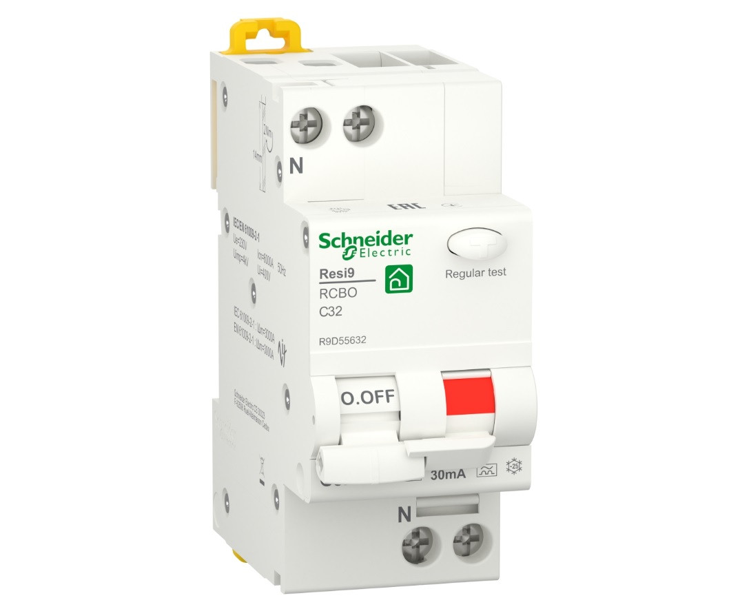 1p+N C 32A, 30mA, 6kA тип A, Диференціальний автоматичний вимикач Schneider Electric, Resi9, R9D55632, фото 1