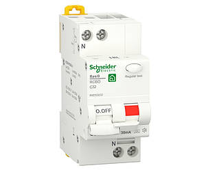 1p+N C 32A, 30mA, 6kA тип A, Диференціальний автоматичний вимикач Schneider Electric, Resi9, R9D55632