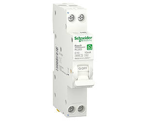 1p+N C 10A, 10mA, 6kA тип A, 1 модуль, Диференціальний автоматичний вимикач Schneider Electric, Resi9