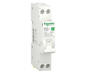 1p+N C 20A, 30mA, 6kA тип A, 1 модуль, Диференціальний автоматичний вимикач Schneider Electric, Resi9