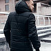 Чоловіча зимова куртка Nike Зимовий чоловічий пуховик Найк чорний з капюшоном, фото 6