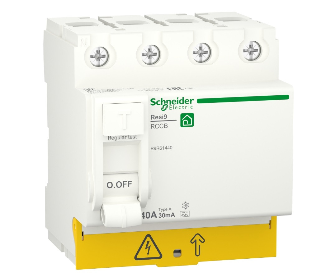 4p 40A, 30mA, тип A, Пристрій захисного відключення (ПЗВ) Schneider Electric, Resi9, R9R61440, фото 1