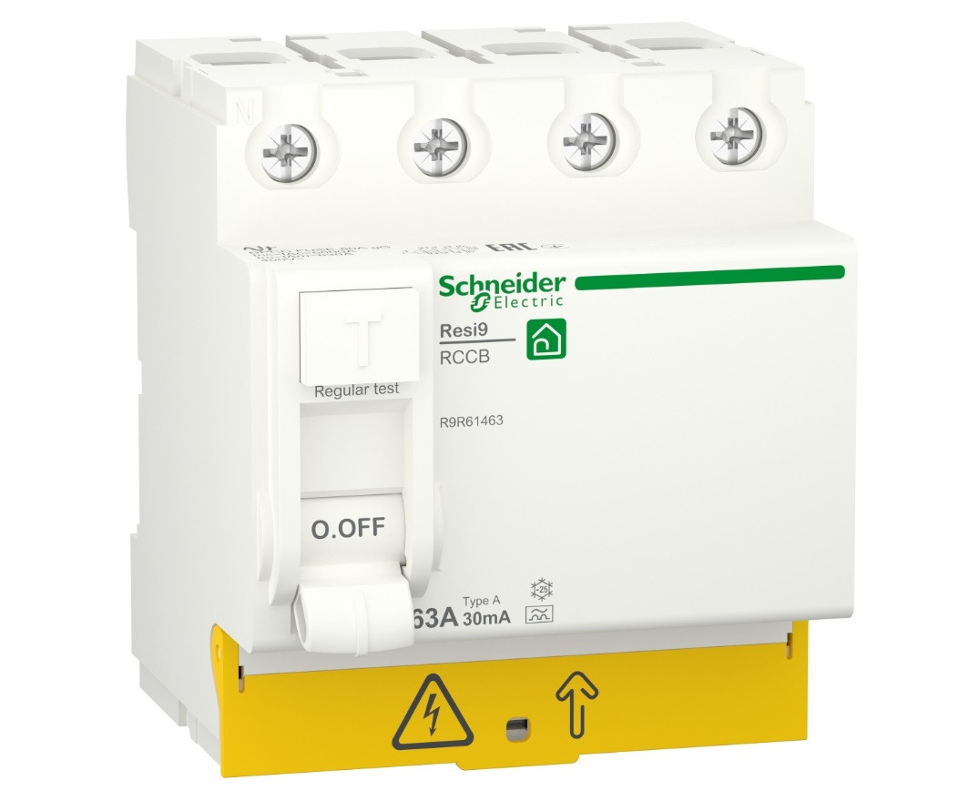 4p 63A, 30mA, тип A, Пристрій захисного відключення (ПЗВ) Schneider Electric, Resi9, R9R61463, фото 1